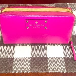 Hot Pink Kate Spade Leather Zip Around Wallet
